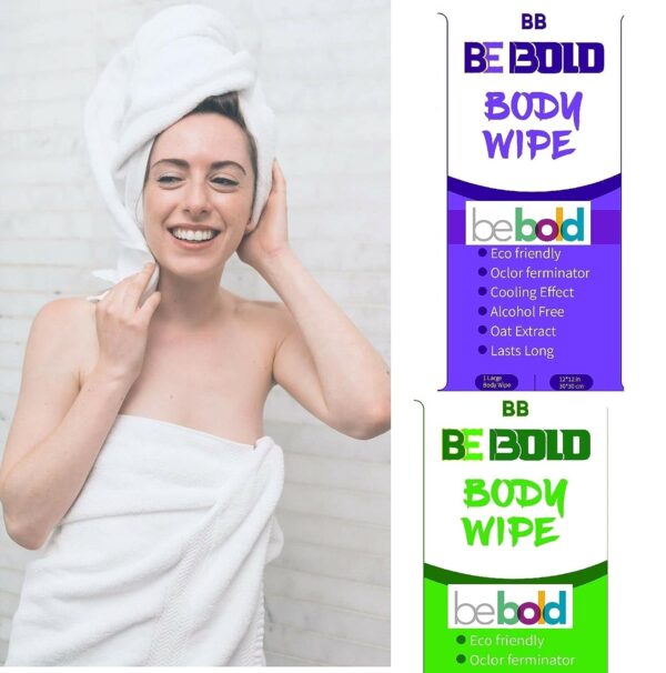 BE BOLD Body Deodorant Wipes, Body and Underarm Cleansing Wipes- Aluminum Free, Prevent and Eliminate Any Body Odor Naturally (Tea Tree) - Image 3