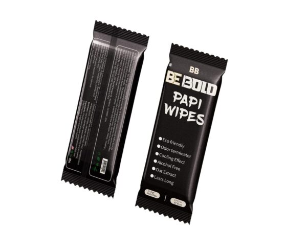 BE BOLD Papi Man Wipes Odor Terminator Man Flushable Wet Wipes, Cooling Effect, Eliminates Balsy Odor (Single Packet Packs of 30) Scented Eco Friendly With Vitamin-E, Aloe, Instant Freshen Up Wipes