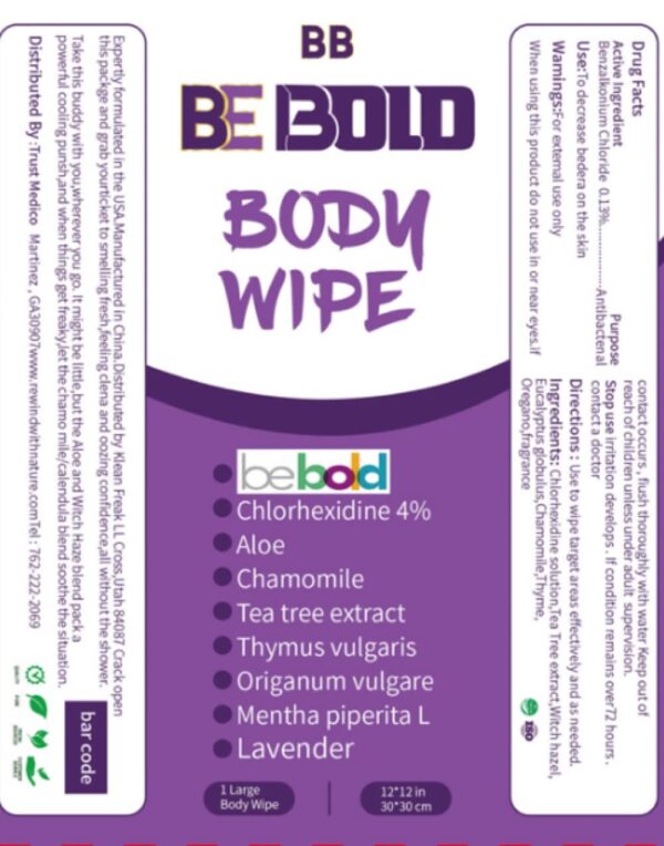 BE BOLD Body Deodorant Wipes, Body and Underarm Cleansing Wipes- Aluminum Free, Prevent and Eliminate Any Body Odor Naturally (Lavender) - Image 8