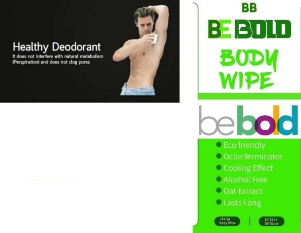 BE BOLD Body Deodorant Wipes, Body and Underarm Cleansing Wipes- Aluminum Free, Prevent and Eliminate Any Body Odor Naturally (Tea Tree) - Image 6