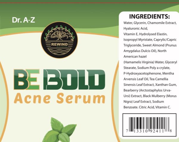 Be Bold - Acne Treatment Serum, Cream Herbal Supports Relief of Spots, Blemishes, Whitehead, Blackhead, Pimples Acne Pro active Scar Skincare - Image 2